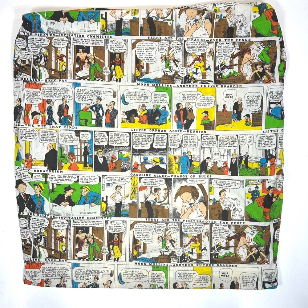 Vintage Comic Strip Fitted Sheet Little Orphan Annie Gasoline Alley Retro Twin